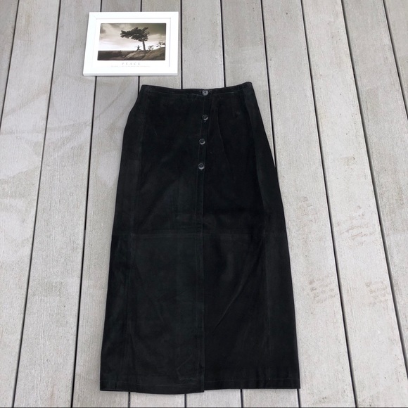 VINTAGE FORENZA black genuine suede maxi skirt, 8 - Picture 1 of 11